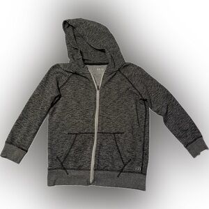 American Eagle Heathered Gray 3/4 Sleeve Zip-Up Hoodie Waist Length Small